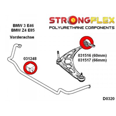 Alternative view of Strongflex BMW E46 Kompletter Polyurethan Buchsensatz für Vorder- und Hinterachse - 036145B