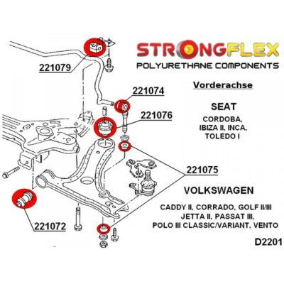 Alternative view of Strongflex PU Buchsensatz für Vorder- und Hinterachse Sport VW Golf 2 3 Jetta Vento Seat Ibiza Toledo Cordoba - 226017A
