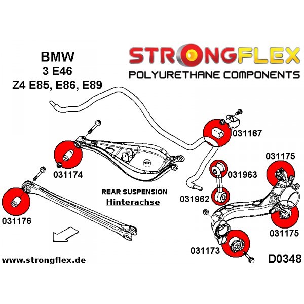 Z4 e85 2 PU Querlanker Lager Buchsen HA  StrongFlex e46 X3 e83 BMW 3er e36 