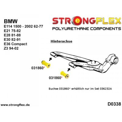 Alternative view of Strongflex BMW E114 E21 E28 E30 E36 Z3 Hinterachse, verstellbare Schräglenkerbuchsen (Achsschwingen) SPORT - 036232A
