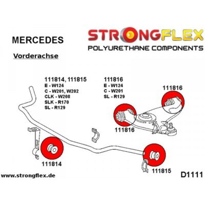 Alternative view of Strongflex Kompletter PU Buchsensatz für Vorder- und Hinterachse Mercedes-Benz W201 W124 R129 190E - 116224B