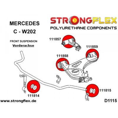 Alternative view of Strongflex Kompletter PU Buchsensatz für Vorder- und Hinterachse Sport Mercedes-Benz W202 W208 R170 - 116240A