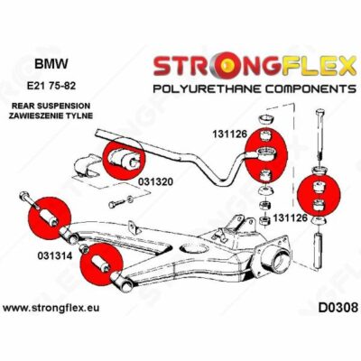 Alternative view of Strongflex BMW E21 75-82 Kompletter Polyurethan Buchsensatz für Vorder-und Hinterachse - 036098B
